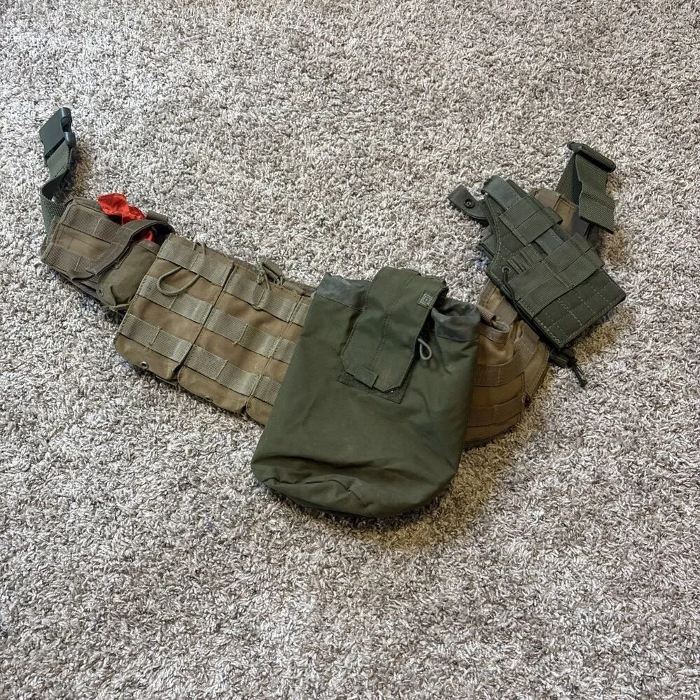 5.11 Tactical Padded MOLLE Battle Belt Holster Air soft Full Setup Medium Buckle